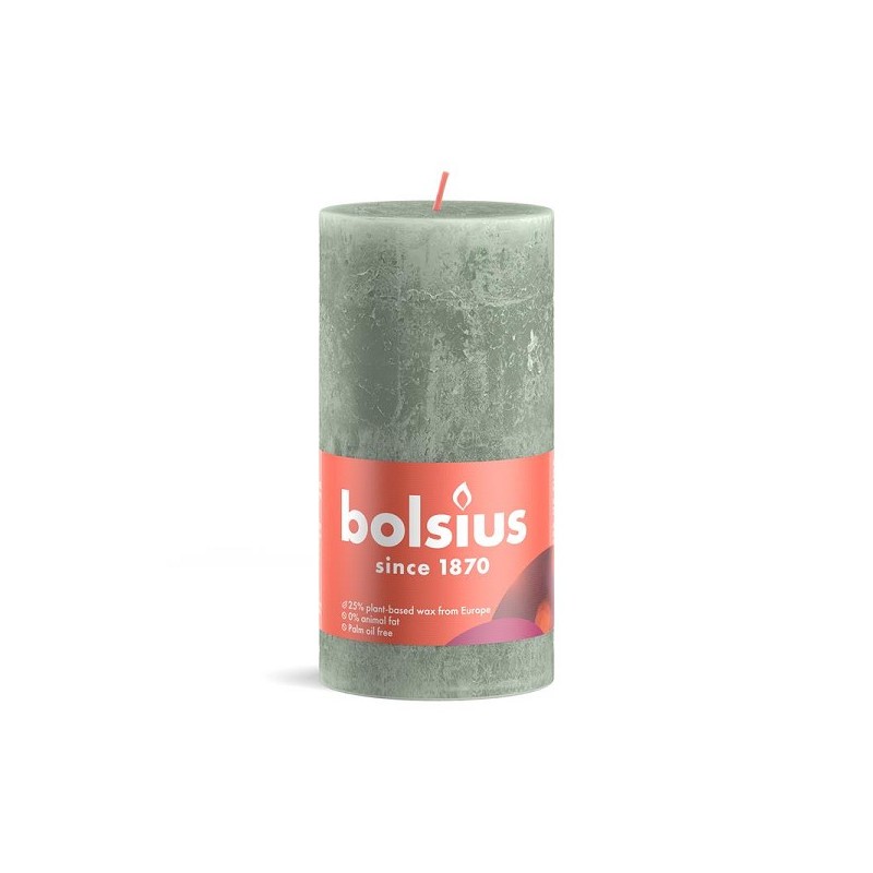 Bolsius Shine Collection Bougie pilier rustique 130/68 Vert Jade-Vert Jade