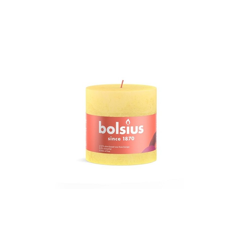 Bolsius Shine Collection Bougie bloc rustique 100/100 Jaune Soleil