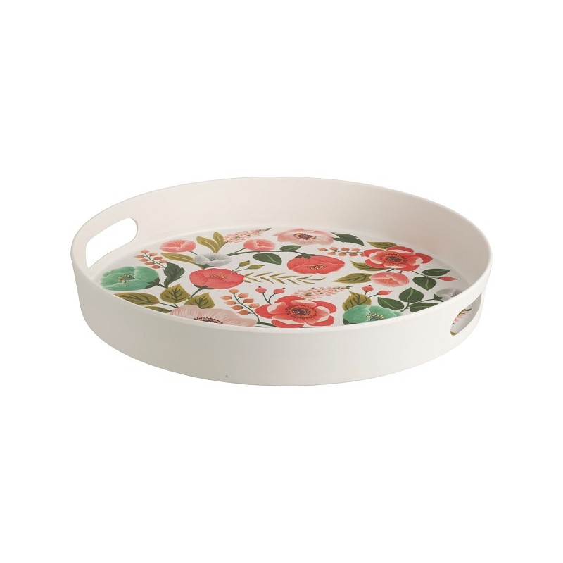 Dienblad melamine bloemen Ø30xh4cm