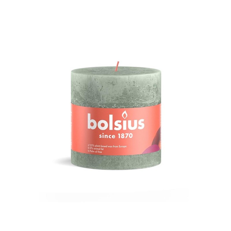 Bolsius Shine Collection Rustiek stompkaars 100/100 Jade Green -Jadegroen
