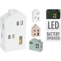 Huis met led 13cm 3 assorti