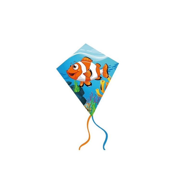 Cerf-volant diamant poisson-clown 60x70cm