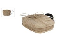 Sous-verres "Cup" en bois naturel set de 4 pièces 9x10x1cm