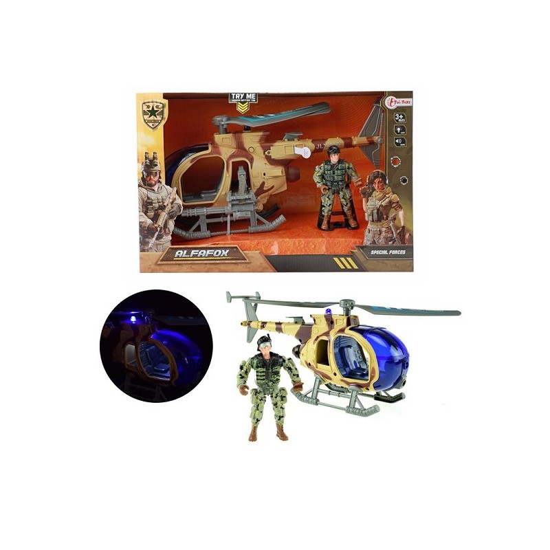 Toi Toys Alfafox Helikopter militair frictie + licht en geluid