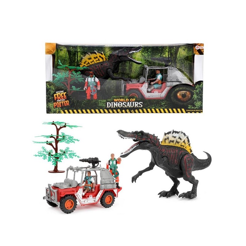 Toi Toys Coffret de jeu Le Monde des Dinosaures jeep+dino