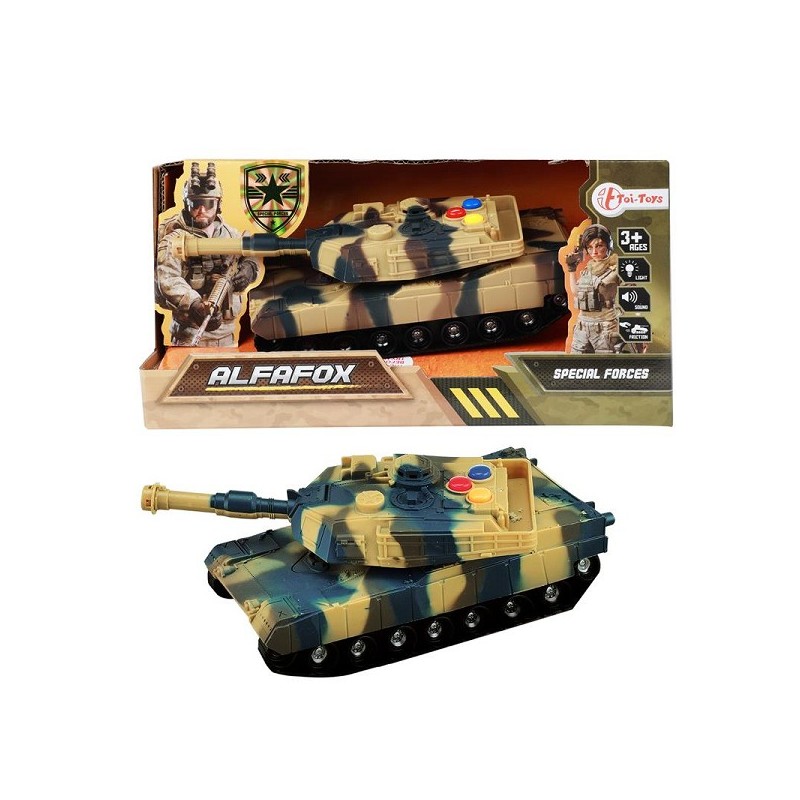 Toi Toys Alfafox Tank militair 17cm frictie + licht en geluid