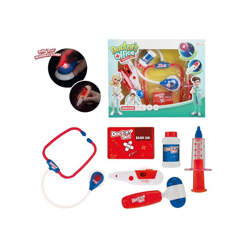 Toi Toys Coffret de médecin avec stéthoscope + lumière et son 6 pcs