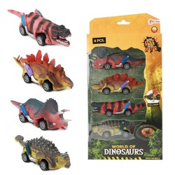 Toi Toys World of Dinosaurs 4 dino-auto's pull back