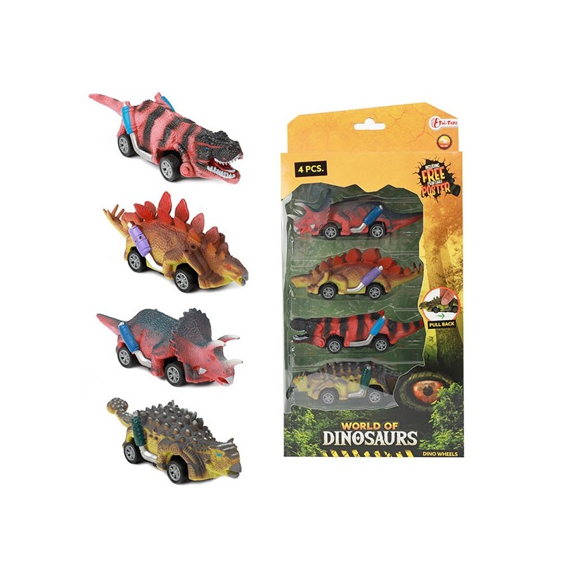 Toi Toys World of Dinosaurs 4 voitures dinosaures reculent