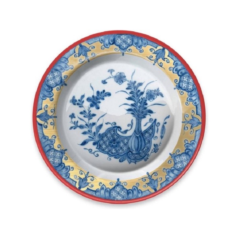 Assiette métal bleu Delft en show box Ø26cm