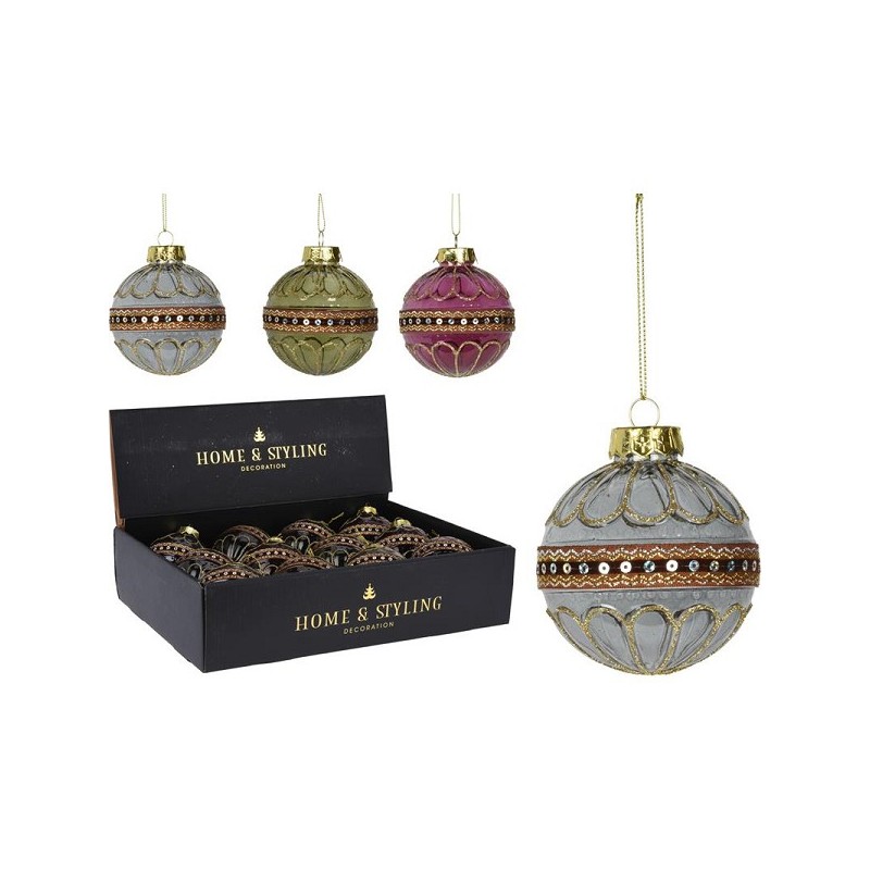 Kerstbal met lint Ø8cm