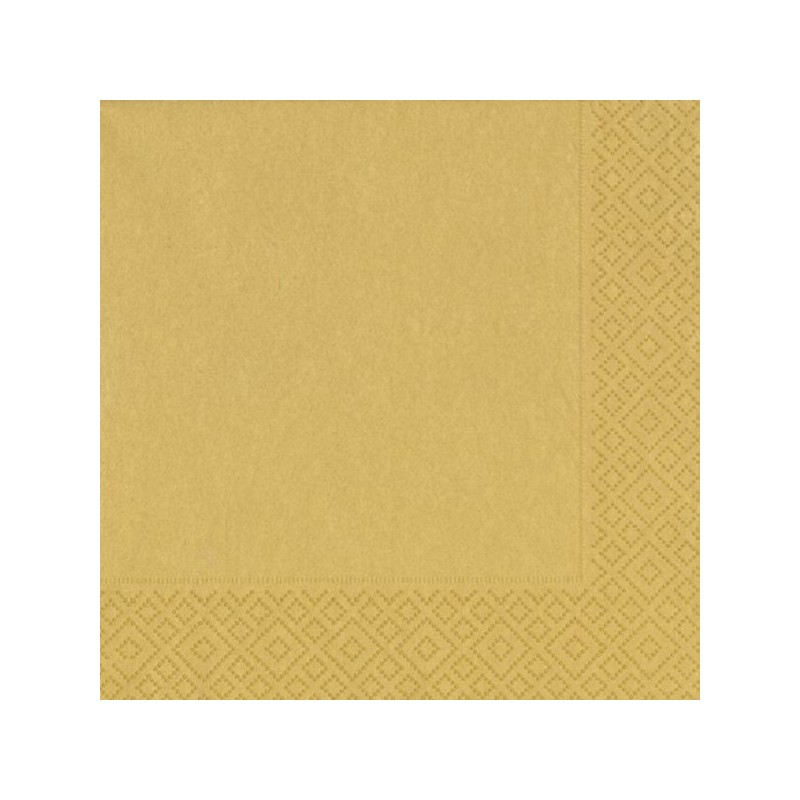 Duni servetten 33x33 goud  3-laags tissue FSC pak a 20 servetten