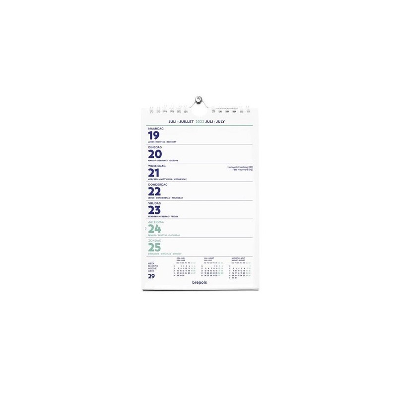 Wandkalender weekkalender 2024 2 spiraal 13x21cm