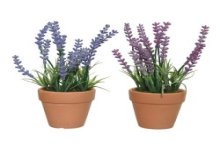 Decoris Lavendel in terracotta pot kunstplant groen Ø6xH18cm