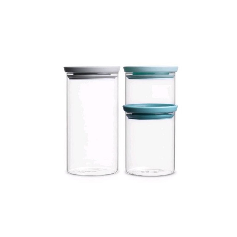 Brabantia Voorraadbus stapelbaar set van 3 glas (350ml,600ml en 1100ml)