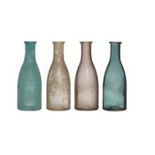 Hakbijl Glass Bottle vase set 4 pièces Ø6xh18cm bleu/gris