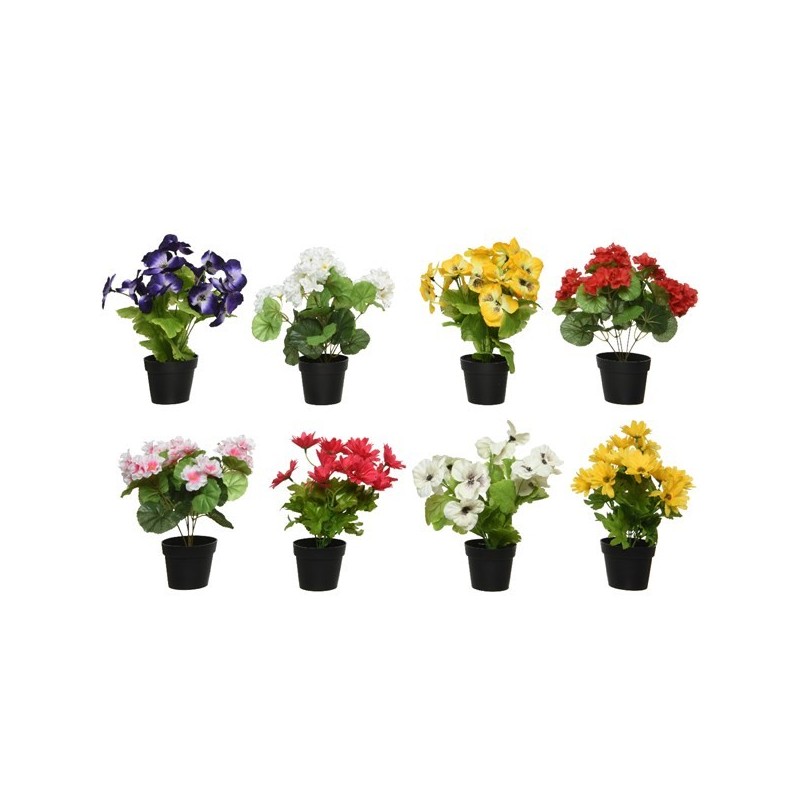 Decoris kunstplant in pot polyester 11x11xH20cm