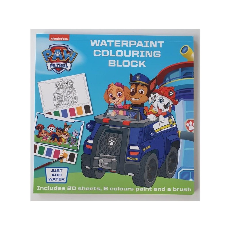 Bloc aquarelle Paw Patrol 20 feuilles 20x20cm