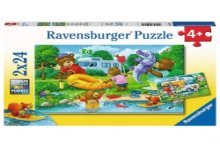 Ravensburger puzzel De familie Beer gaat kamperen - Twee puzzels - 24 stukjes - kinderpuzzel