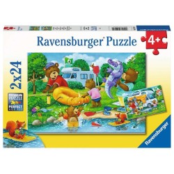 Puzzle Ravensburger La famille Beer fait du camping - Deux puzzles - 24 pièces - puzzle enfant