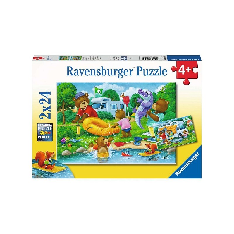 Puzzle Ravensburger La famille Beer fait du camping - Deux puzzles - 24 pièces - puzzle enfant
