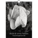 Calendrier d'anniversaire Fleurs noires et blanches 18x25cm