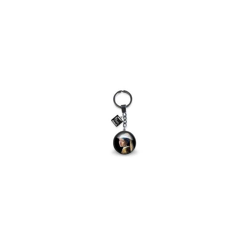 Porte-clés en verre Vermeer Fille avec une boucle d'oreille en perle Ø3cm