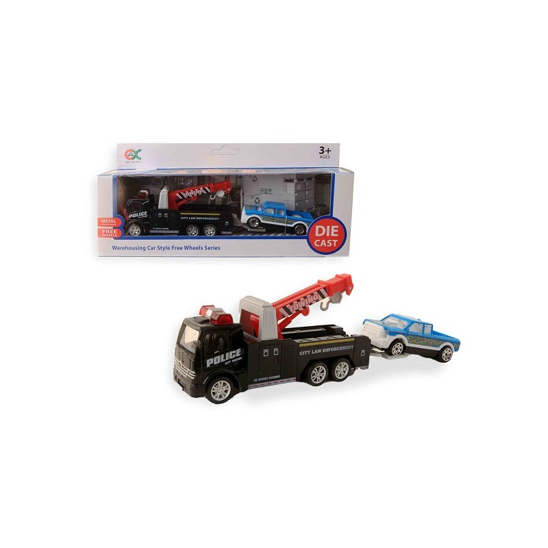 Vrachtauto met heftruck/takel Die-Cast 18cm