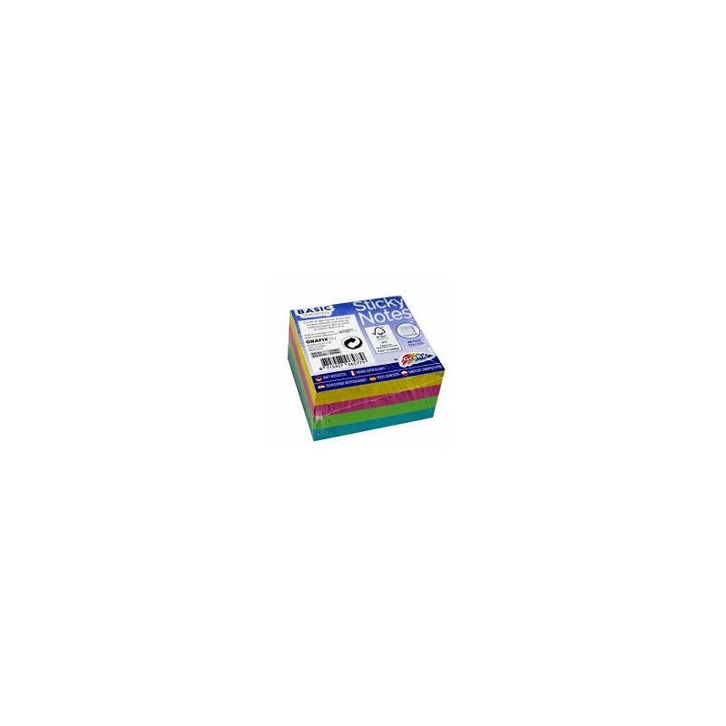 Grafix Sticky notes néon 7,5x7,5cm bloc de 400 feuilles