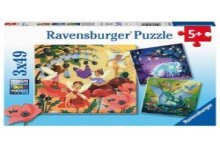 Ravensburger puzzel Eenhoorn, Draak en Fee 3x49 stukjes