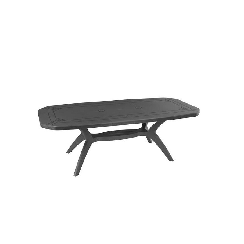 Table Grosfillex Ibiza extensible 165/220x100cm Anthracite avec pied en croix