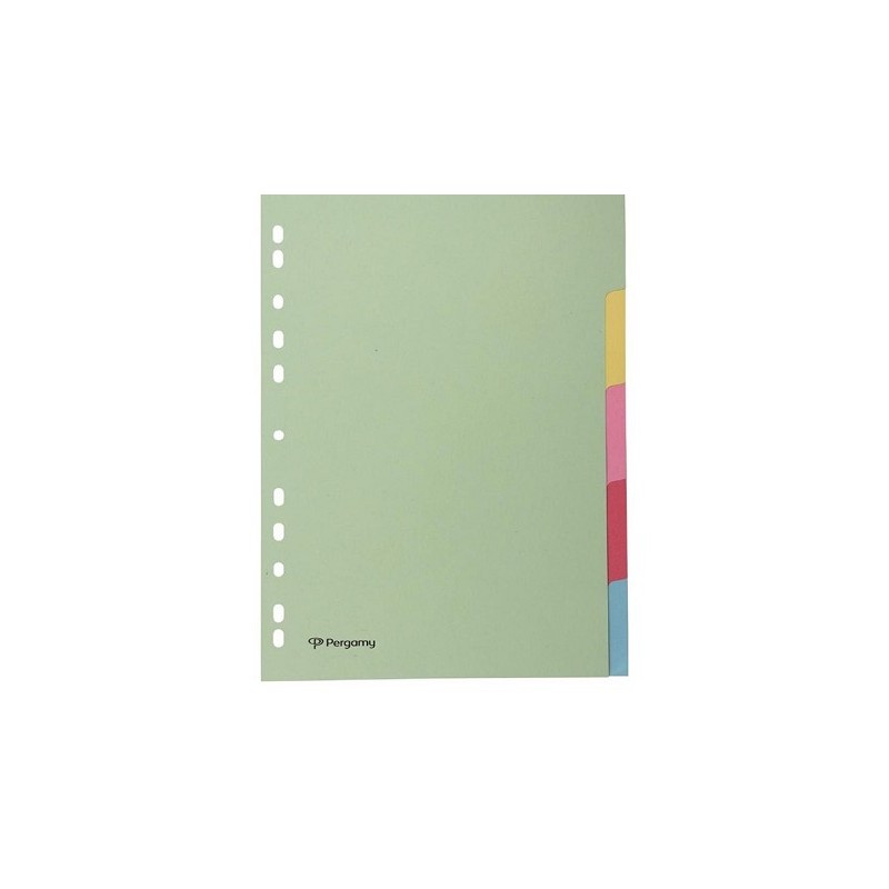Pergamy tabbladen A4 pastel karton 11-rings 5-tabs