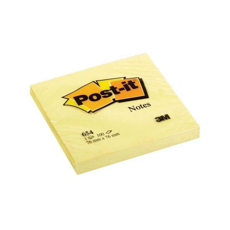 Post-it notes 100 feuilles 7,6x7,6cm jaune pack de 12 pièces