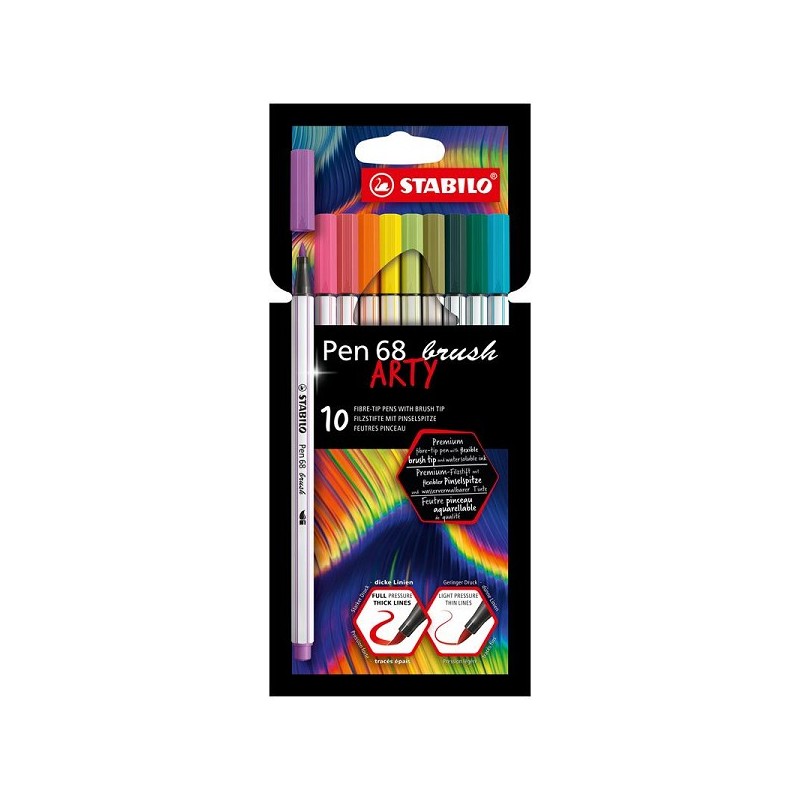 Stabilo Arty Pen 68 brush viltstiften etui a 10 kleuren