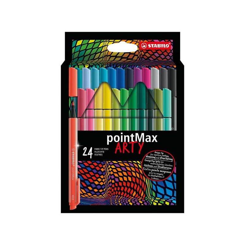 Pochette Stabilo Arty PointMax avec 24 couleurs de feutres fins