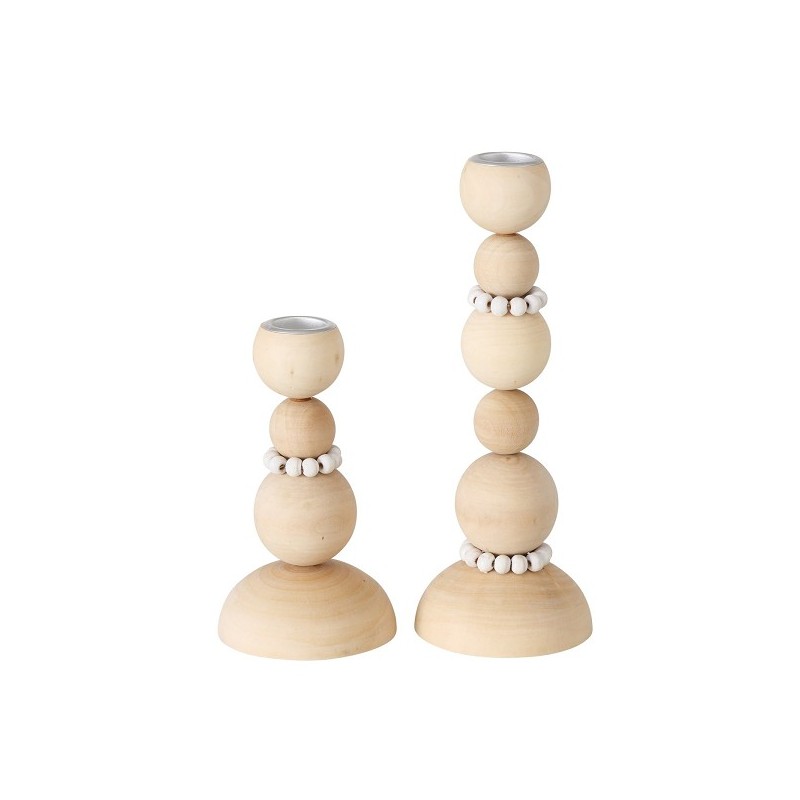 Boltze Home Kandelaarset Beads 2-delig 8x14/8x20cm hout