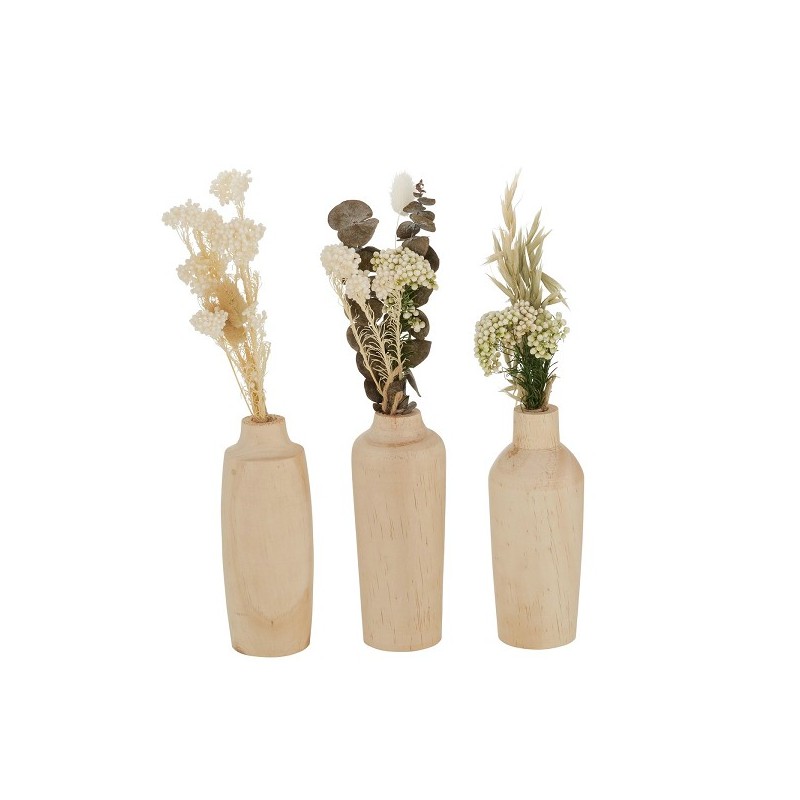 Boltze Home Vaas Faya met boeket Ø6xh30cm hout