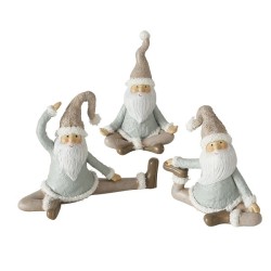 Boltze Home Figurine Paulito- Yoga Santa- 12x5x11cm- Polyrésine- beige/gris/blanc
