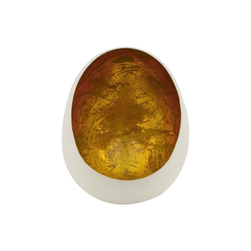 Dijk Natural Collections Theelichthouder-eggcandle metaal 13x15x20cm wit/goud