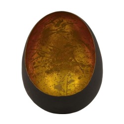 Dijk Natural Collections Theelichthouder-eggcandle metaal 13x15x20cm zwart/goud