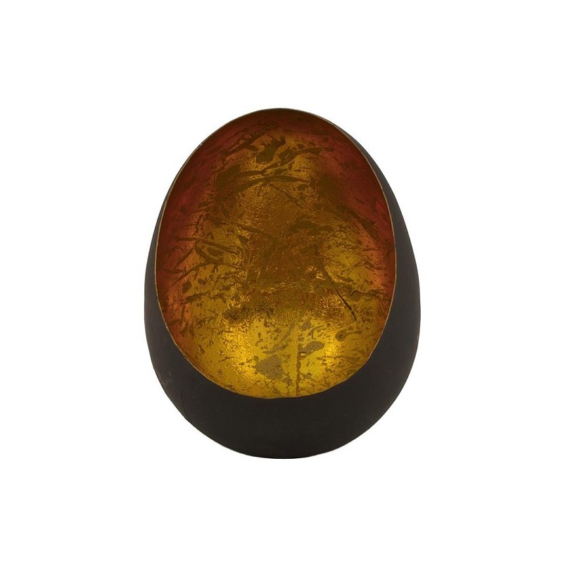 Dijk Natural Collections Theelichthouder-eggcandle metaal 13x15x20cm zwart/goud