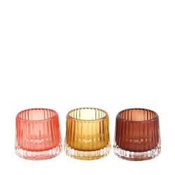 Dijk Natural Collections Theelichthouder glas met ribbel Ø8x7cm verkijgbaar in verschillende bruintinten