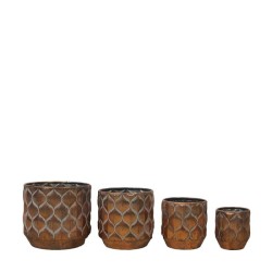 Dijk Natural Collections Ensemble de pots de fleurs 4 pièces en métal avec incrustation en plastique Ø10x11,5-Ø19,5x18cm