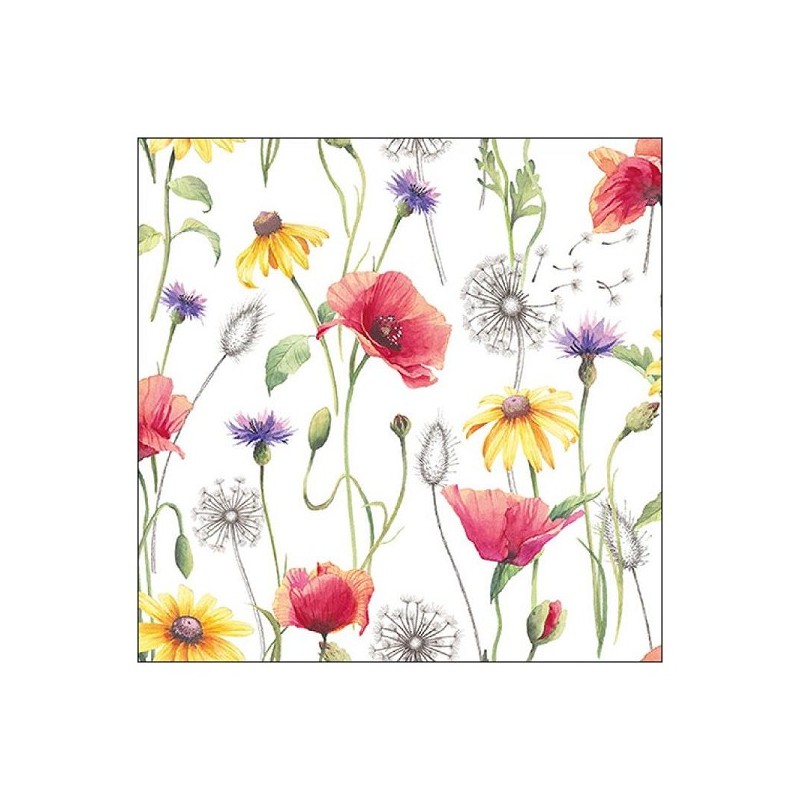 Serviettes Ambiente Prairie de Coquelicots 33x33cm