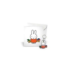 Carte cadeau artiste Miffy 10x10cm avec porte-clés en caoutchouc