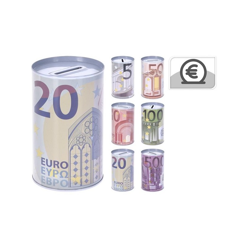 Tirelire Euro Ø8x12,7cm design assorti