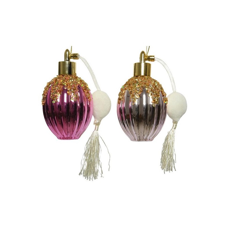 Decoris Kerst Ornament Parfumfles 6,3x12cm roze