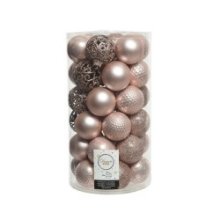 Set de boules de Noël Decoris tube Ø 6 cm a 37 pièces design assorti rose poudré