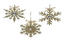 Decoris Décoration de Noël flocon de neige 15cm champagne