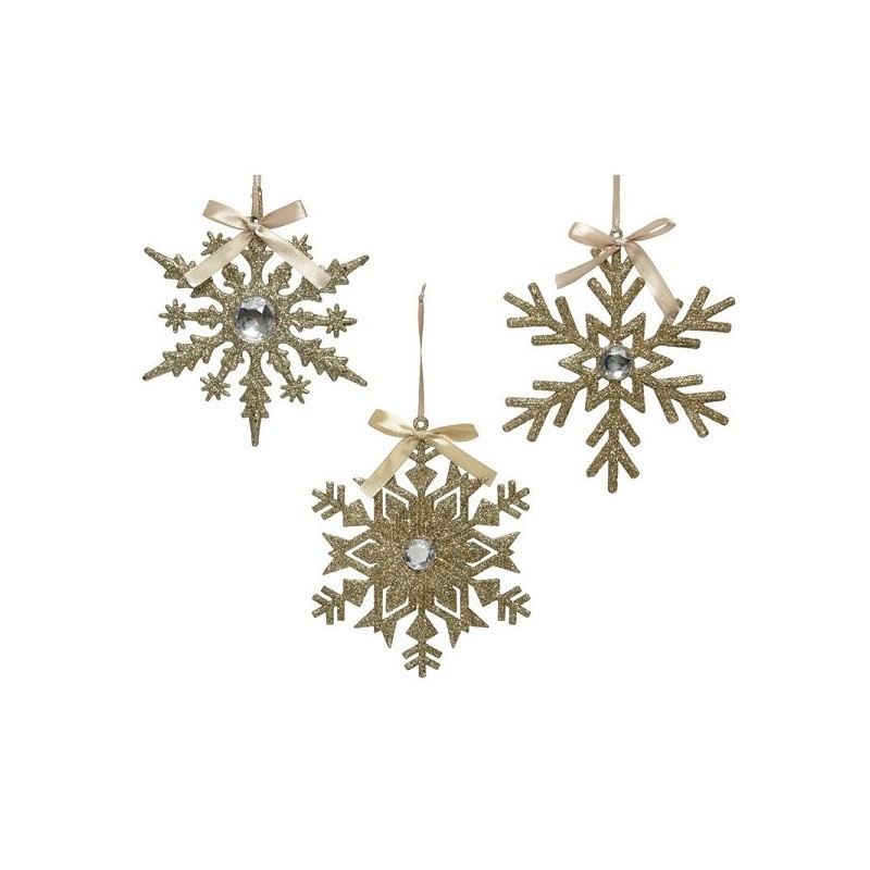 Decoris Kerst Ornament sneeuwvlok 15cm champagne